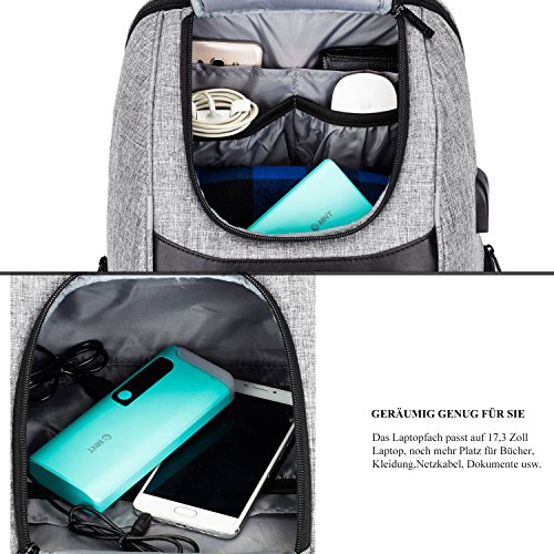 Amzbag 17 3 Zoll Laptop Rucksack Mutil-funktionale Reise Rucksack Business Backpack Computer Tasche mit USB Anschluss Wasserresistent College Rucksack