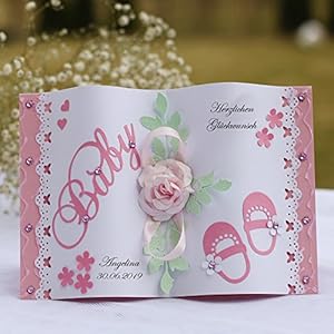 XL Glückwunschkarte Glückwunsch Geldgeschenk Minibuch zur Geburt Taufe Babyparty A5 Handarbeit binnbonn