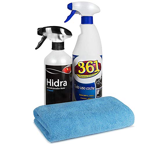 Sisbrill Kit de Limpieza Interior Sislim | Limpia y Acondiciona Salpicadero, Cuero-Piel, Asientos Tela | Acabado Mate&Natural