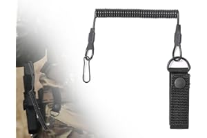 KAPSING Smycz taktyczna, czarna spirala na klucze, elastyczna smycz wędkarska, smycz taktyczna do pistoletu w sprayu pieprzowego, wyposażenie bezpieczeństwa, wysuwana do 120 cm