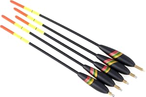 SAILUPXINYUAN OriGlam 5pcs Fishing Bobbers Fishing Floats Fishing Floaters, Wood Vertical Buoy for Most Types of Coarse Fishing Tube Bobbers, Vertical Buoy Fishing Waggler Tools