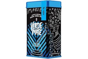 Verde Mate Green Mas IQ 0,5 kg | Yerbera | Metalowa puszka z dozownikiem | Ziołowo-owocowa yerba mate 500 g | Brazylijska | Zielona yerba mate | Herbata yerba mate z Brazylii | Suszona powietrzem