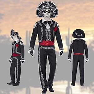 NET TOYS Disfraz Día de los muertos Traje hombre fiesta de los muertos Atuendo Halloween Caracterización La Catrina mexicana Outfit calavera noche de brujas Traje mariachi hombre