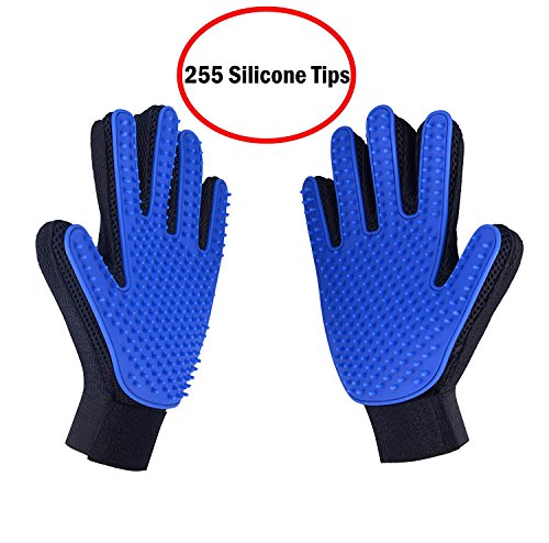 Preisvergleich Produktbild JV Fellpflege Handschuh – Sanfte deShedding Bürste Handschuhe – Effizient Pet Haarentferner für Hunde, Katzen und Pferde mit Lang & Kurz Fell / Haar (1 Paar)