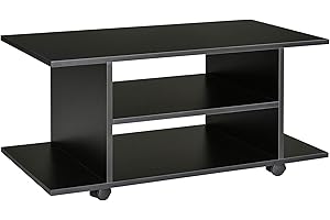 HOMCOM Mueble para Televisión Mesa para TV con Estantes y Ruedas con Bloqueo Superficie de Melamina 80x40x40 cm Negro