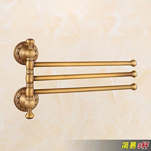 USDFJN Towel Holder Bathroom Stand Shelf Retro copper can be rotated 3 towel bar