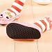 Moolecole Baby Toddlers Kids Indoor Slippers Shoes Socks Moccasins NON SKID Pink Striped Rabbit Floor Socks 0-6, 6-12, 12-18 Months