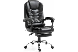 BAKAJI Poltrona Sedia Scrivania Ufficio Massaggiante 2 Testine Massaggianti in Eco Pelle Schienale Reclinabile Base con 5 Ruote Rotazione 360 gradi Altezza regolabile Alimentazione USB Nero