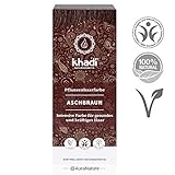 Naturaleza pura: mate, marrón medio - sin matices rojos. los colores khadi ash brown teñen el cabello con un tono marrón ceniciento y mate, sin reflejos rojizos . El resultado depende de su color de cabello inicial: el resultado individual varía desde un tono capuccino suave cremoso hasta un café café intenso y fuerte . Los valiosos ingredientes puramente herbales le dan a su cabello reflejos intensos de color y brindan un cuidado rico: ¡color, volumen y brillo en un solo paso! Indigo y Henna pr