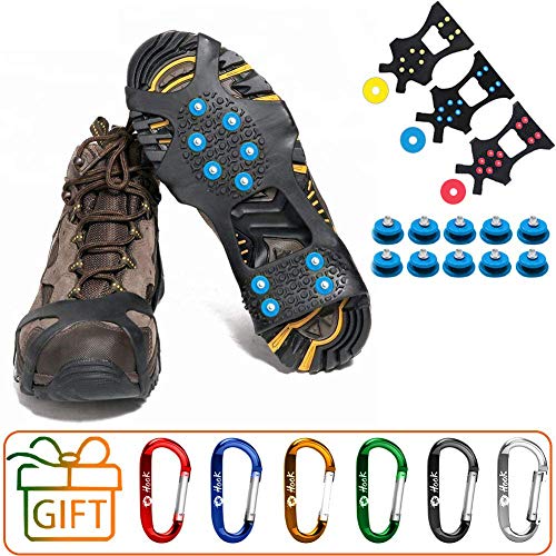 Hook Crampones Ligeros de 10 Dientes Antideslizante Nieve Hielo para Esquí Senderismo Acampada