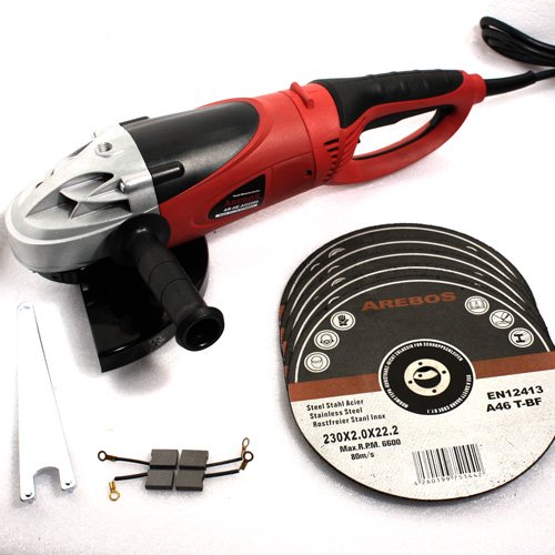 Arebos® Winkelschleifer 2200 W mit 5 Stück Trennscheiben 230 mm im Koffer - 6