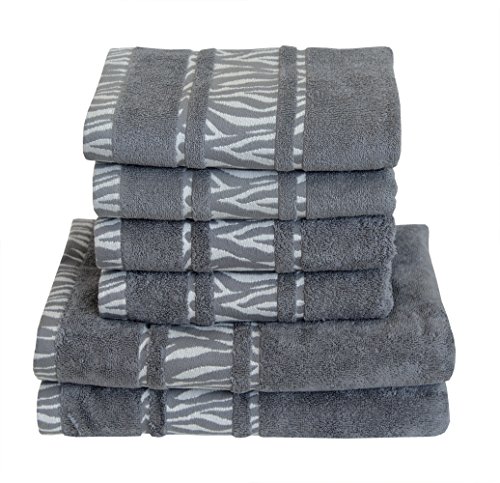 Dyckhoff 08386 96 100 Zebra Frottiertuchset, Baumwolle, grau, 36 x 26 x 20 cm