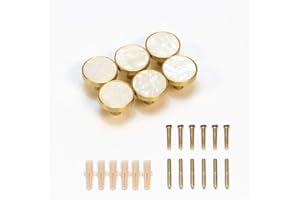 EVERGD 27mm Pure Copper Handle Shell Brass Gold Wardrobe Kitchen Cabinet Door Knobs Drawer Cupboard Hardware Pull Handle Clothes Coat Hook Modern Simple (6, White)