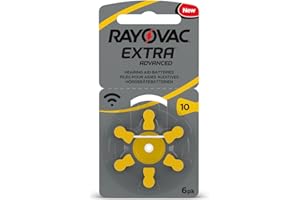 6 batterie RAYOVAC Extra Advanced con Active Core Technology 10, l'ultima generazione di batterie per apparecchi acustici