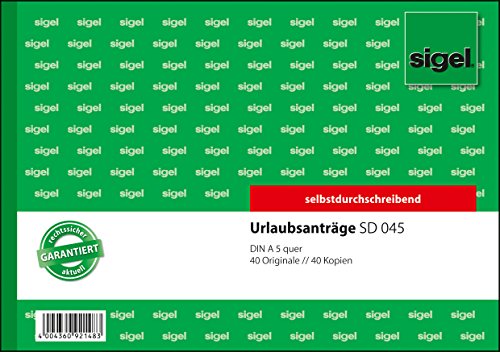 Sigel SD045 Urlaubsantrag A5 quer, 2x40 Blatt, selbstdurchschreibend, 1 Stück