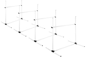 FIVMEN Set di 4 aste per slalom, per cani, in plastica, regolabili in altezza, per hobby, cavallo, ostacoli con borsa per il trasporto per cani, colore bianco