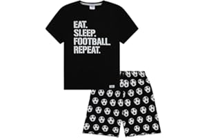 THEPYJAMAFACTORY Boys Eat Sleep Football Repeat White Short Cotton Pyjamas