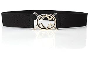 YIWEIYA Women's Elastic Waist Belt, Metal Buckle Skinny Stretchy Waist Belt for Jeans Pants Dresses,Women's Daily Use Stretch Waist Belt