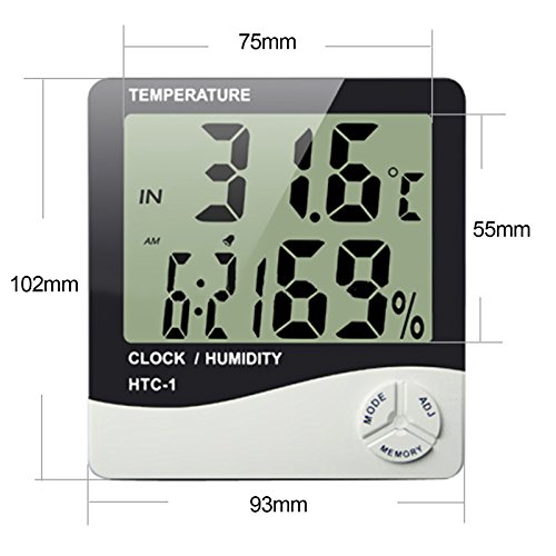 Aihome Raum-Thermometer mit Digitalanzeige, Luftfeuchtigkeitsmesser für innen, Digitaler Sensor für die Temperaturmessung in °C und °F - 7