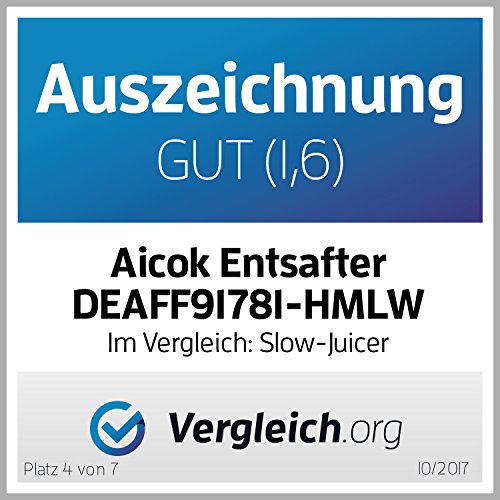 Aicok Slow Juicer Entsafter mit Geringer Lautstärke, Leichter Reinigung, Reverse Funktion, Maximaler Nährstoffextraktion Inklusive Reinigungsbürste - 7