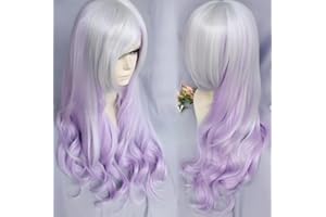 IMISSU 26'' Parrucca per capelli lunghi naturali con frangetta Parrucche colorate per feste in costume di Halloween per le donne (Bianco Rosa)