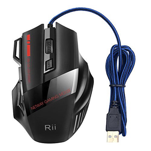 Rat  n Pro Gamer Rii   5500 DPI  7 botones  LED   ptico  con cable para jugadores