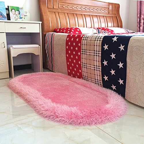 YLMD Home stereo padded oval elastic silk carpet, simple wind soft hair household rug, computer chair mats, fashion coffee table bedroom living room bedside blanket, sofa yoga fitness rug, cute pet mats ( Color : Pink , Size : S 70cm*140cm/27.56in*55.12in )