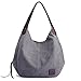 Produktbild REALIKE Damen Tote Beutel Canvas Umhängetasche Casual Schultertasche Mit Kette Einfarbig Handtasche Mode Einkaufstasche Hochwertigem Henkeltaschen Wasserdicht Kunstleder Ngetasche (Grau, M)
