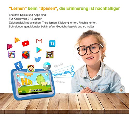 Enfants-Tablet-7-pouces-Android-OS-iwawa-pre-installed-71-Quad-Core-cran-tactile-HD-mmoire-1-Go-de-RAM-8-Go-wifi-Bluetooth-Camra-Dual-USB-avec-kindgerechte-tui-en-silicone-Bleu