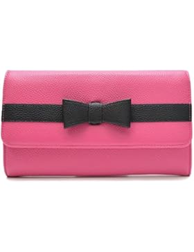 Damen Tasche Umhängetasche Abendtasche Clutch mit Schulterriemen und Handschlaufe mit Schleife