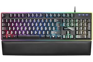 Mars Gaming MK320, Teclado Gaming Completo H-Mech, 13 Modos RGB y Halo, Reposamuñecas Acolchado, Antighosting, Idioma Español, Negro