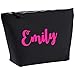 Emily Personalised Name Cotton Canvas Black Make Up Accessory Bag Wash Bag Size 14x20cm. The perfect personalised Gift for All occasion, Christmas, Birthdays,
