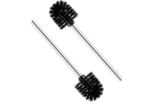 Valschen Escobillas de Baño 2 pcs WC Cepillo para Inodoro Cepillo de Baño de Repuesto de Acero Inoxidable 7.5 x 35 x 7.5 cm Negro