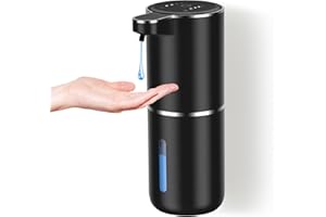 Dalugo Automatic Liquid Soap Dispenser, 380ml Rechargeable Touchless Wall Mounted Soap Dispenser with 4 Adjustable Levels, IPX5 Waterproof for Kitchen and Bathroom (Black)
