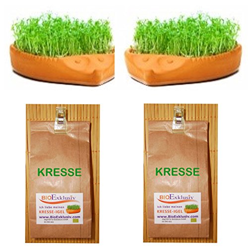Preisvergleich Produktbild 2 x Kresse Igel + 2 x Bio Kressesamen à 200 g