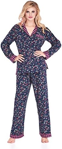 Bobbie Pink and Blue Floral Check Soft Brushed Cotton Pyjama Set PJs ML16C6PJ