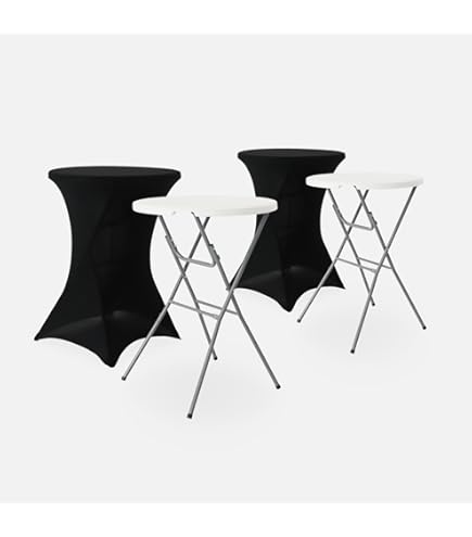 IEventStar Stretch Nappe Housse Lavable Nappe Mange Debout Ronde Protection Pour Bar Table De Banquet De Mariage Table Cocktail Haute De Bistro (doré, 80-85 Cm