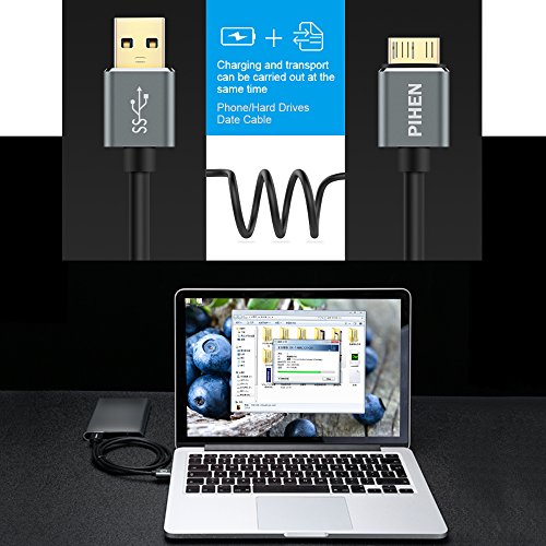PIHEN Micro B C  ble  C  ble de charge et de synchronisation USB 3 0    Micro USB 3 0 avec connecteur en aluminium pour Toshiba Canvio  Disque dur externe WD  Samsung Galaxy S5  0 5m 