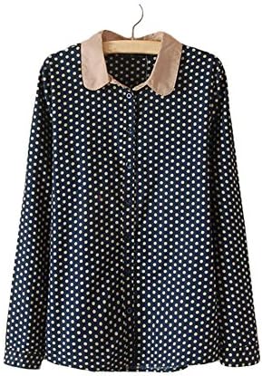 K9Q Doll Collar Dots Women Lady Blouse Shirt Lovely Long Sleeves Tops Korean Style