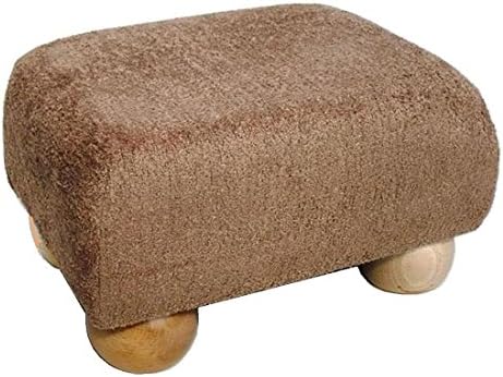 Small Luxury Fabric Footstool with Natural Wood Feet