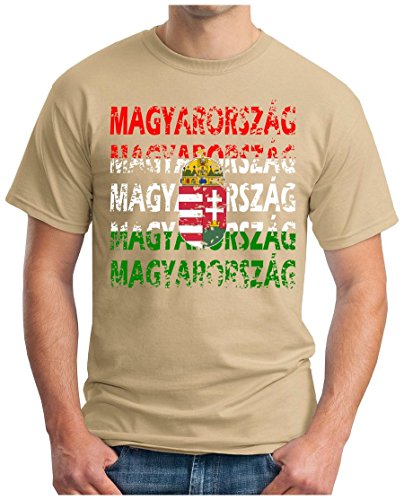 OM3 – MAGYARORSZÁG – T-Shirt HUNGARY EM 2016 FRANKREICH FRANCE FUSSBALL FANSHIRT SOCCER CUP SPORT TRIKOT EUROPAMEISTER, M, khaki