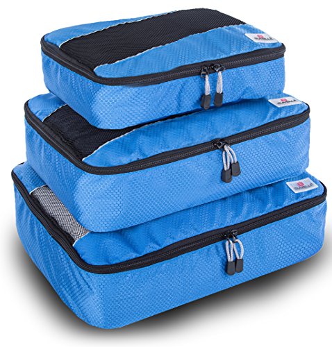 Suvelle 3pcs Set Packing Cubes, Travel Luggage Organizers, Small, Medium, Large and Slim