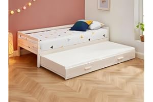 Vente-unique - Cama Nido Aedan II - 2 x 90 x 190 cm - Pino Macizo y MDF - Blanca