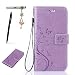 Produktbild Samsung Galaxy J5 ( 2016 ) Hülle, Samsung Galaxy J5 ( 2016 ) Schutzhülle, Alfort 3 in 1 Lederhülle Fashion Design Premium PU Leder Hohe Qualität Tasche Case Cover Kasten Abdeckung Wallet für Samsung Galaxy J5 ( 2016 ) SM-J510F 5.2" Smartphone Funktion Standfunktion Unterstützte Telefone und Magnetverschluss mit Schmetterling ( Helles Lila ) + Alfort Schwarz Stylus Pen + Netter Staub Stecker