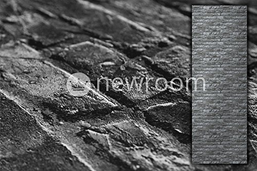 Steintapete in Schwarz | schöne edle Tapete im Steinmauer Design | moderne 3D Optik für Wohnzimmer, Schlafzimmer oder Küche inklusive der Newroom-Tapezier-Profi-Broschüre, mit Tipps für perfekte Wände - 4
