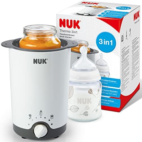 NUK Thermo 3in1 scaldabiberon | Scongela delicatamente, riscalda e mantiene la temperatura di cibi liquidi e morbidi | Cestello estraibile per una semplice rimozione | Spina europea a 2 poli