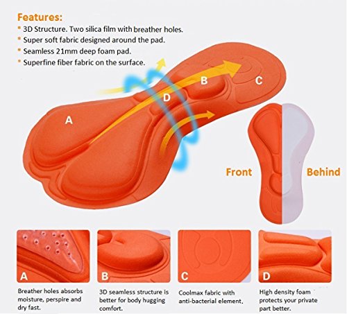 ALLY Fahrradhose radlerhose radhose Kurz mit Quick-Dry-Funktion / 3D COOLMAX Seat / Reflectors Lange Hosen - 5