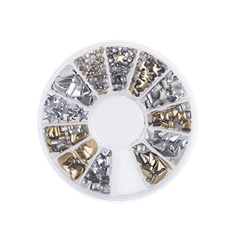 Anself 6 Styles Silver/Gold Nail Art 3D Glitter Rhinestones Gems Decoration Wheel