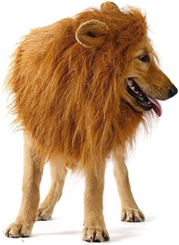 Wanruisi Pet Lion Mane Wig Dog Costume Clothes Wigs Mane Adjustable for Large Pet Festival Party, Cosplay, Christmas, Easter, Festival (Brown)