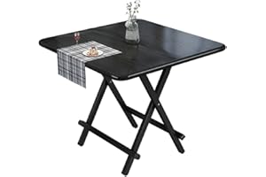 Rukulin Portable Foldable Dining Table Kitchen Table Space Saving Drop Leaf Dinner Table Motorhome Table (Black)
